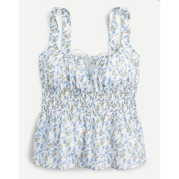 J.Crew Women Smocked-waist Tank Large in Liberty Ros Floral Sleeveless New AY657